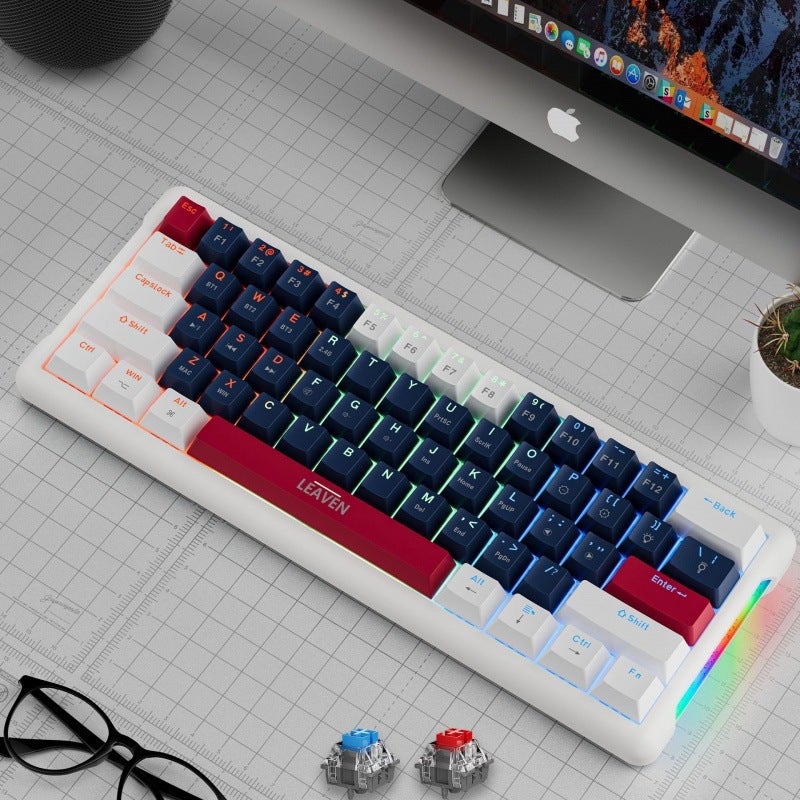 Crack 610 Three-Mode Keyboard Customized Plug Russian Gaming Computer Bluetooth Wireless Mechanical Keyboard - Image 1